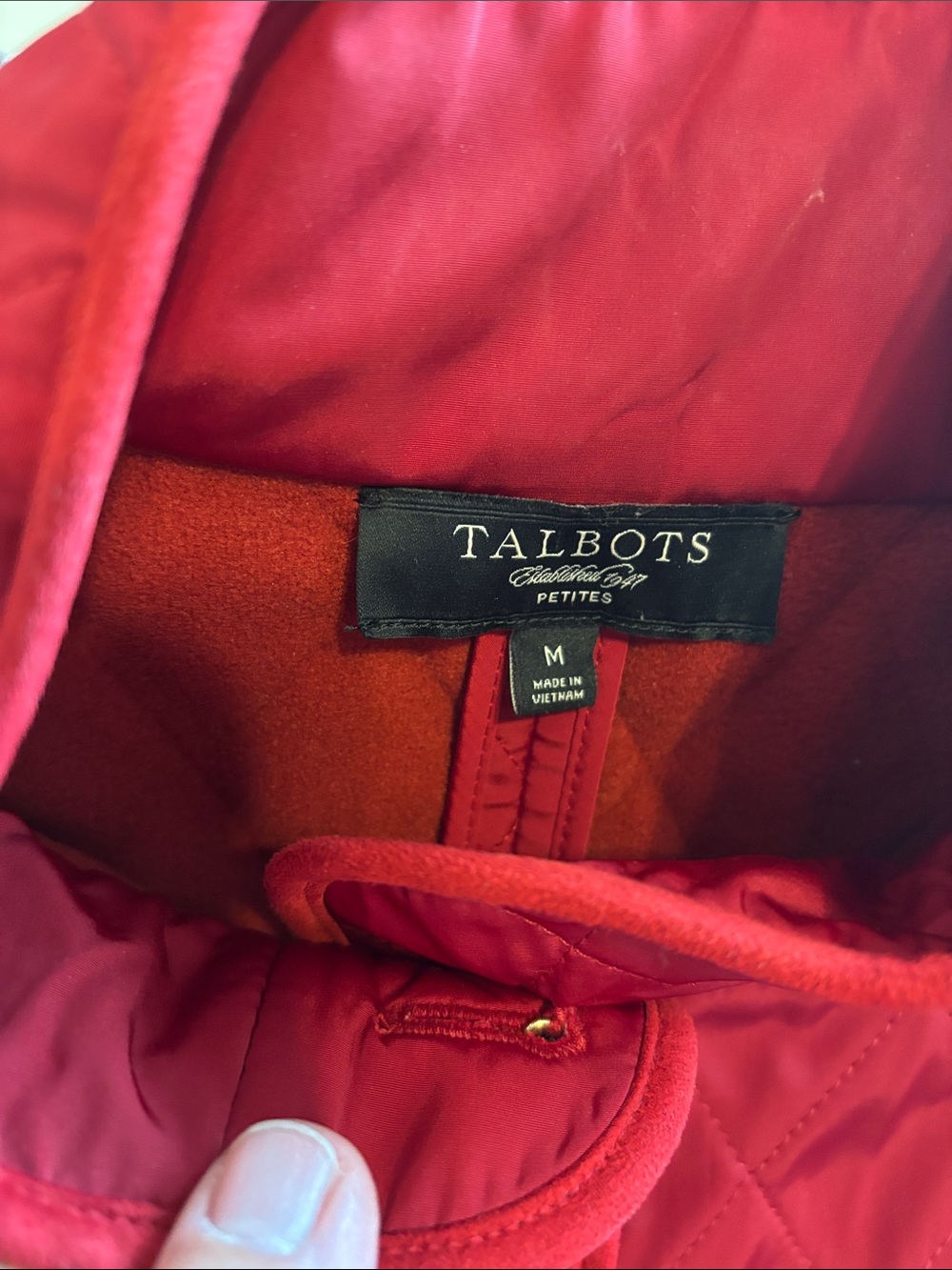 Talbots Bright Red Quilted Stand-Collar Vest - Picture 2 of 7